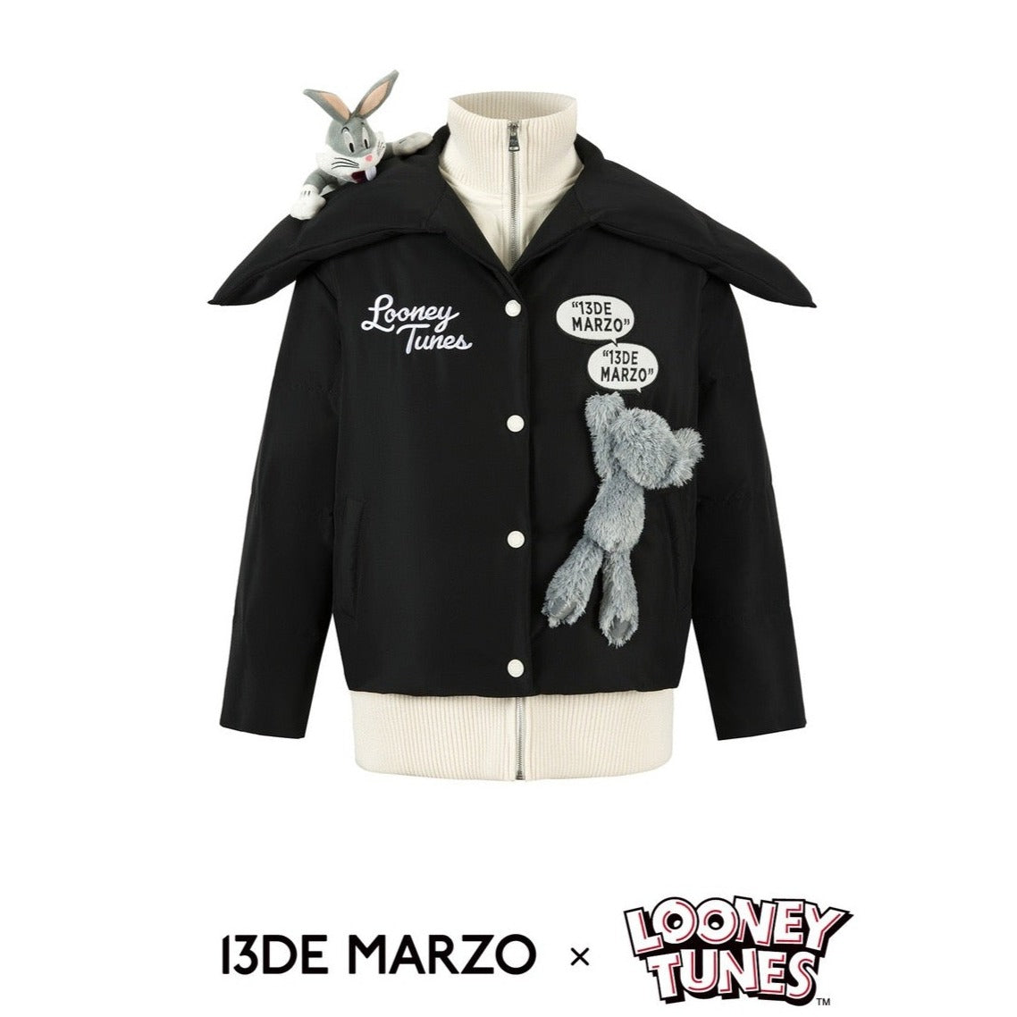 13DE MARZO x LOONEY TUNES Bugs Bunny Down Jacket Black