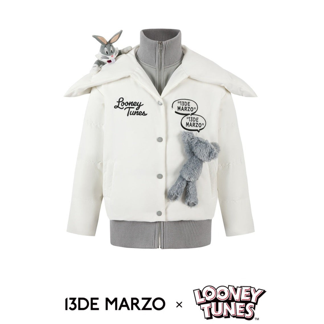 13DE MARZO x LOONEY TUNES Bugs Bunny Down Jacket White