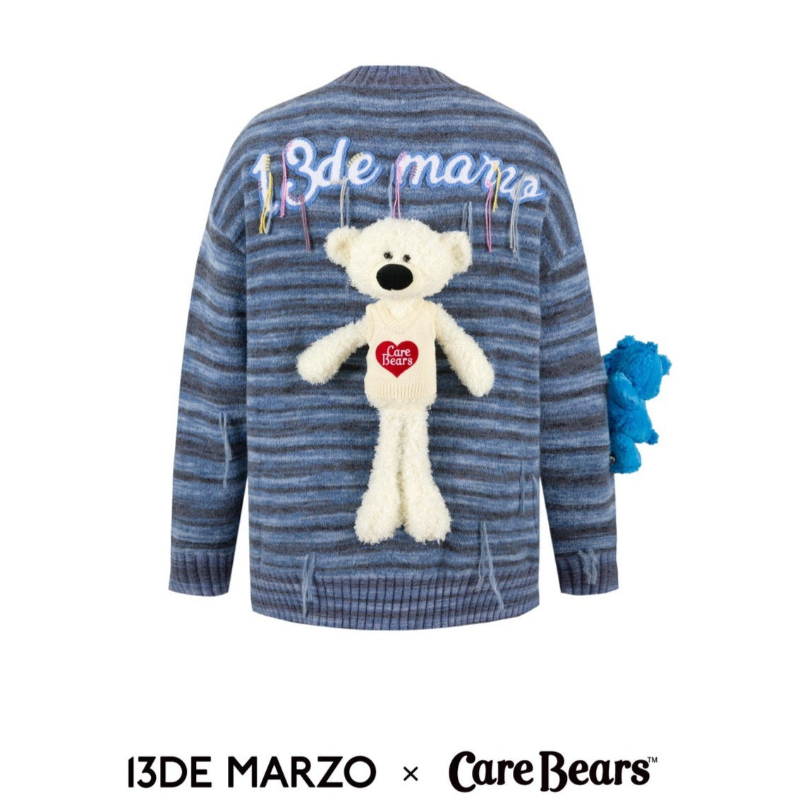 13DE MARZO x CARE BEARS Color Stripe Cardigan Infinity Blue