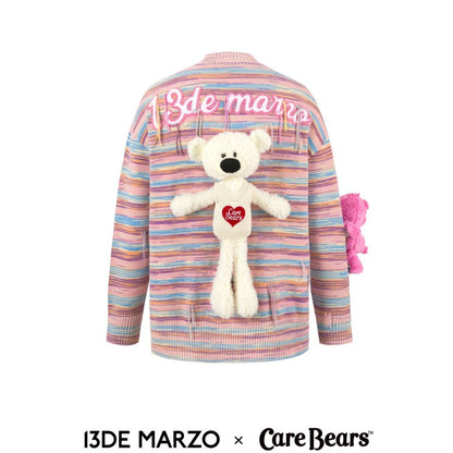 13DE MARZO x CARE BEARS Color Stripe Cardigan Orchid Smoke Pink