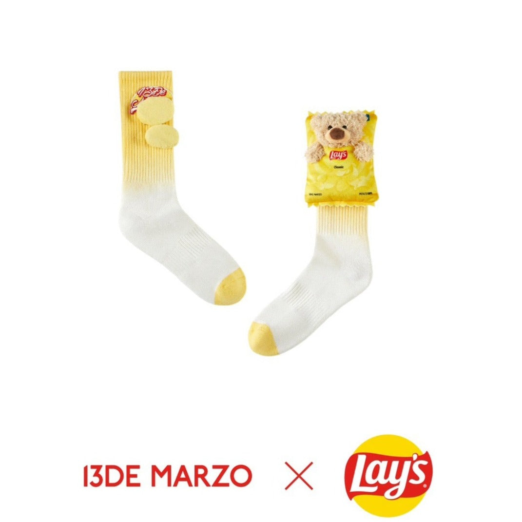 13DE MARZO X Lay's Flavor Bear Socks Yellow