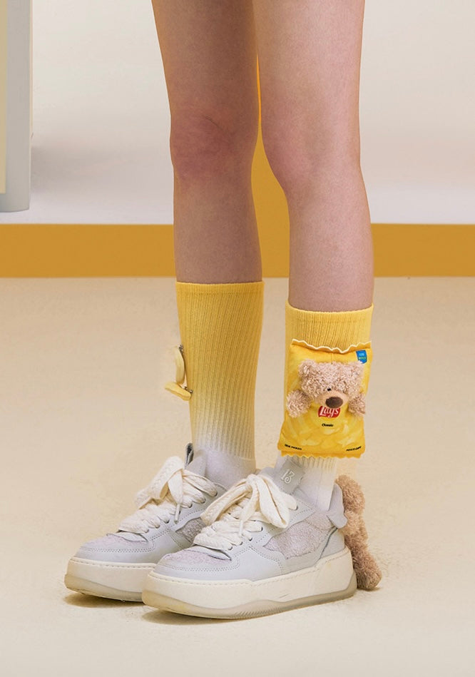 13DE MARZO X Lay's Flavor Bear Socks Yellow