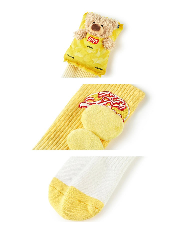 13DE MARZO X Lay's Flavor Bear Socks Yellow