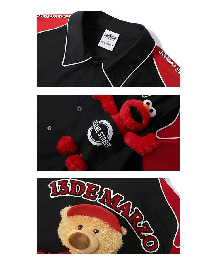 13DE MARZO x SESAME STREET Elmo Bear Racing Shirt Black