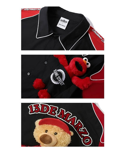 13DE MARZO x SESAME STREET Elmo Bear Racing Shirt Black