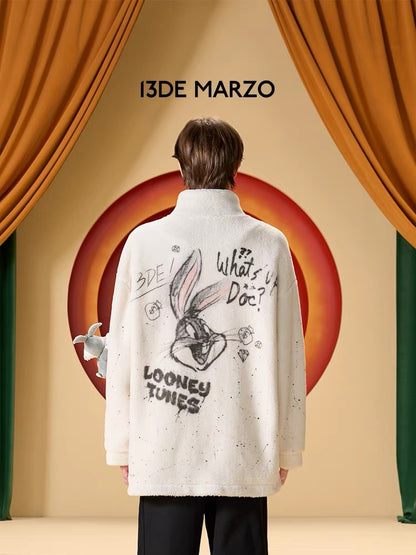 13DE MARZO x LOONEY TUNES Bugs Bunny Eco Fleece Jacket White