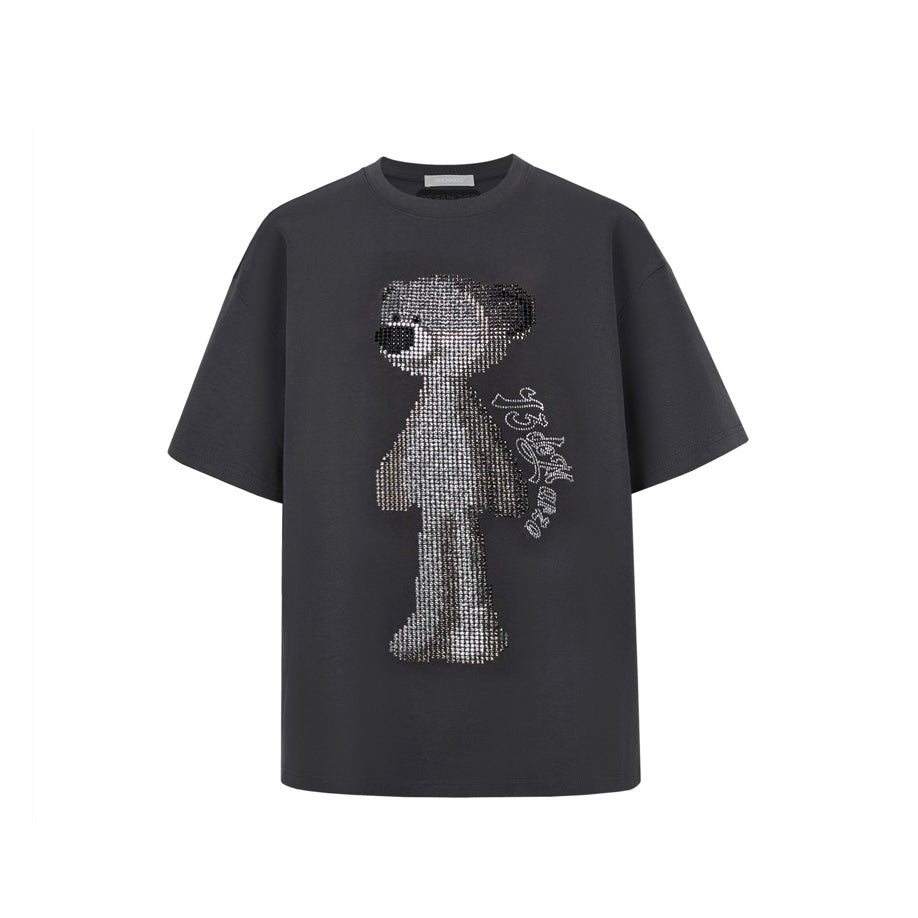13DE MARZO Rhinstone T-Shirt Dark Grey