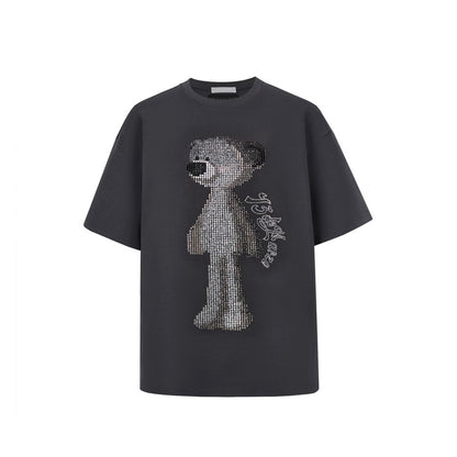 13DE MARZO Rhinstone T-Shirt Dark Grey