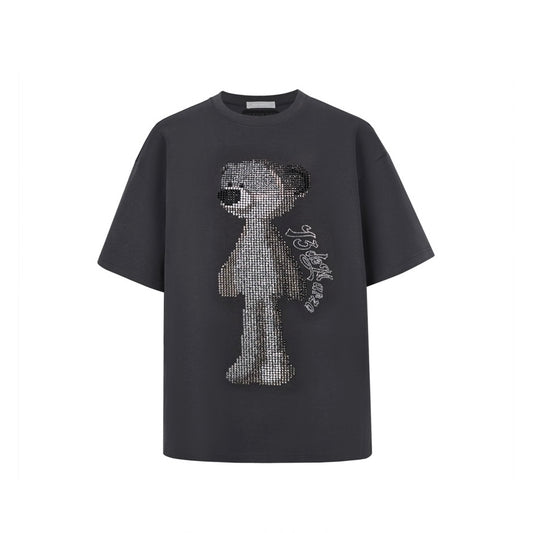 13DE MARZO Rhinstone T-Shirt Dark Grey