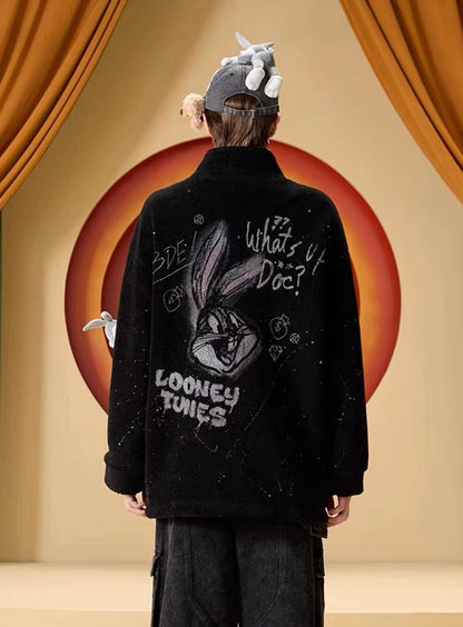 13DE MARZO x LOONEY TUNES Bugs Bunny Eco Fleece Jacket Black