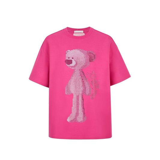 13DE MARZO Rhinstone T-Shirt Rose Red