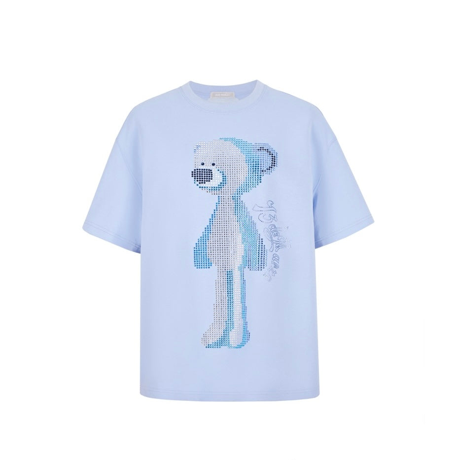 13DE MARZO Rhinstone T-Shirt Blue