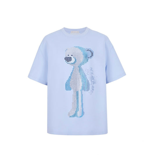 13DE MARZO Rhinstone T-Shirt Blue