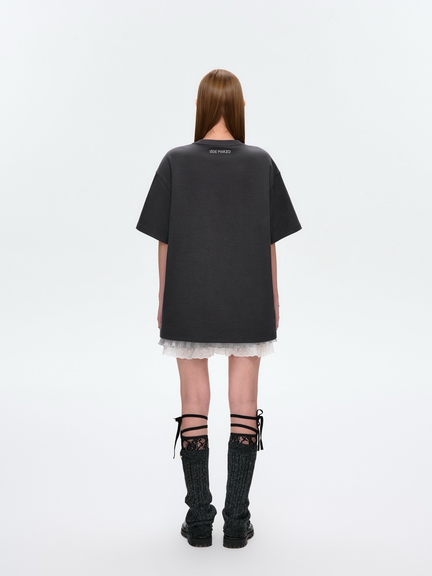 13DE MARZO Rhinstone T-Shirt Dark Grey