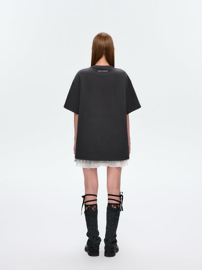 13DE MARZO Rhinstone T-Shirt Dark Grey