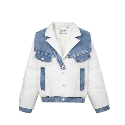 13DE MARZO Denim Shoulder Down Jacket Cashmere Blue