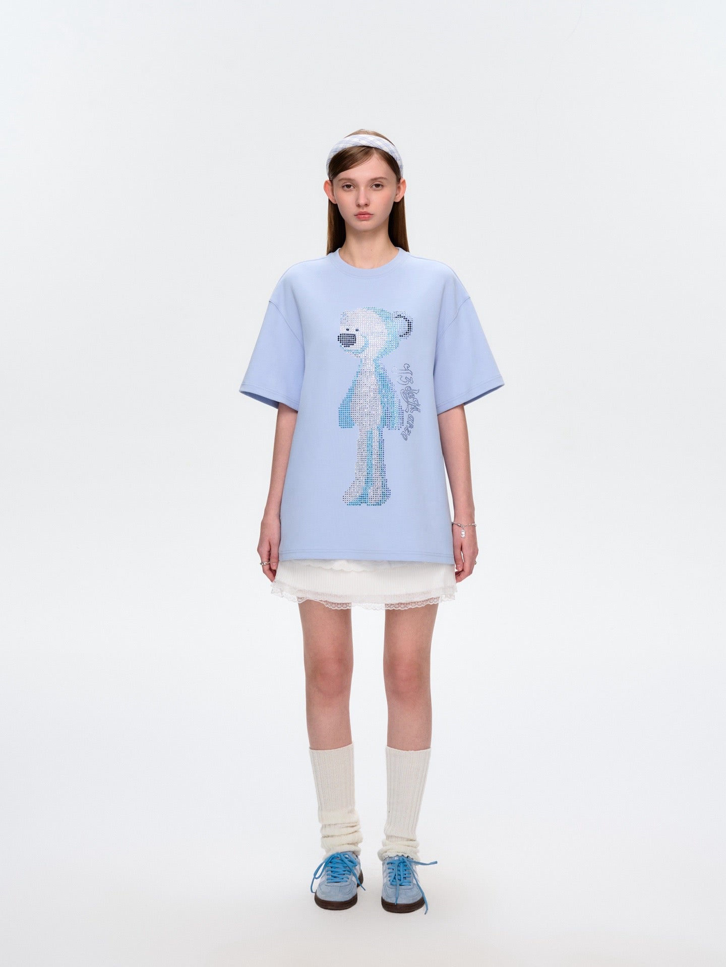 13DE MARZO Rhinstone T-Shirt Blue