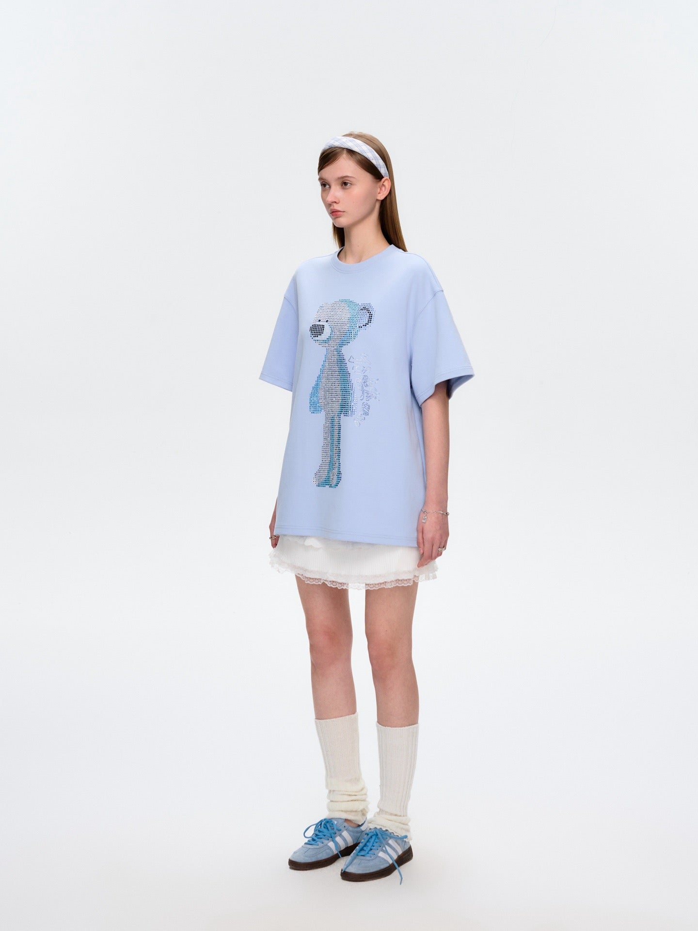 13DE MARZO Rhinstone T-Shirt Blue