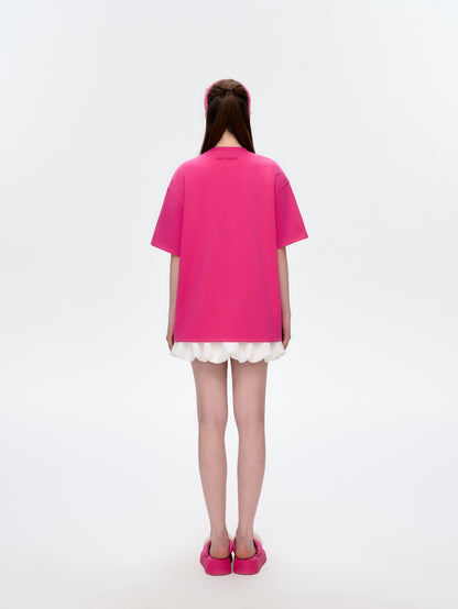 13DE MARZO Rhinstone T-Shirt Rose Red