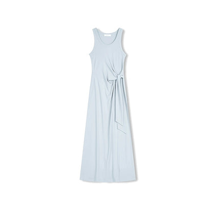 Concise-White Strap Vest Dress Blue