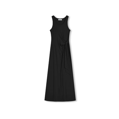 Concise-White Strap Vest Dress Black