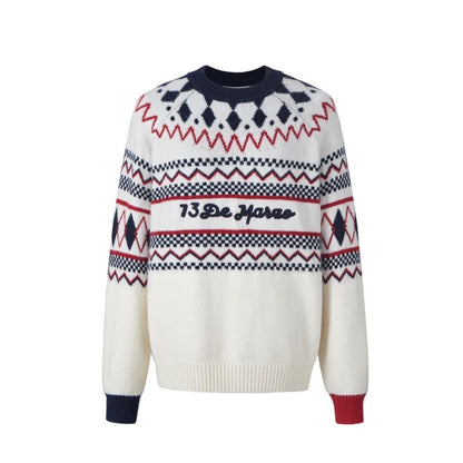 13DE MARZO Bear Exotic Nostalgia Sweater White