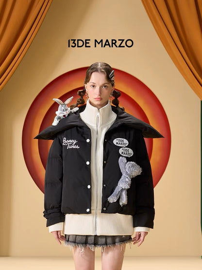 13DE MARZO x LOONEY TUNES Bugs Bunny Down Jacket Black