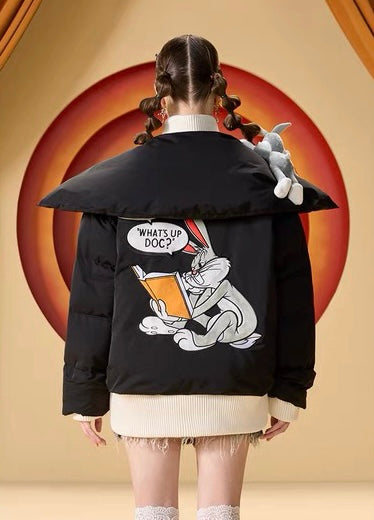 13DE MARZO x LOONEY TUNES Bugs Bunny Down Jacket Black