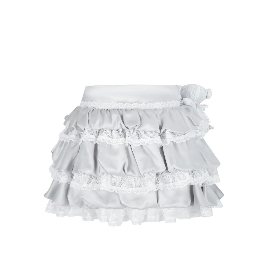 13DE MARZO Bear Lacy Bud Skirt Grey