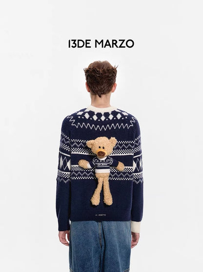 13DE MARZO Bear Exotic Nostalgia Sweater Eclipse