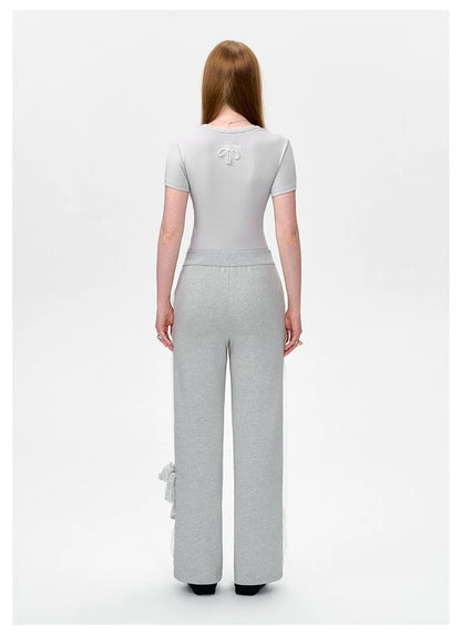 13DE MARZO Bear Lacy Bowknot Top Grey