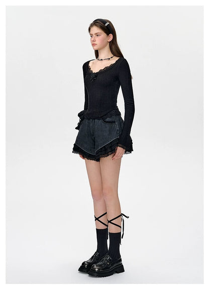 13DE MARZO Bear Lacy Undertee Black