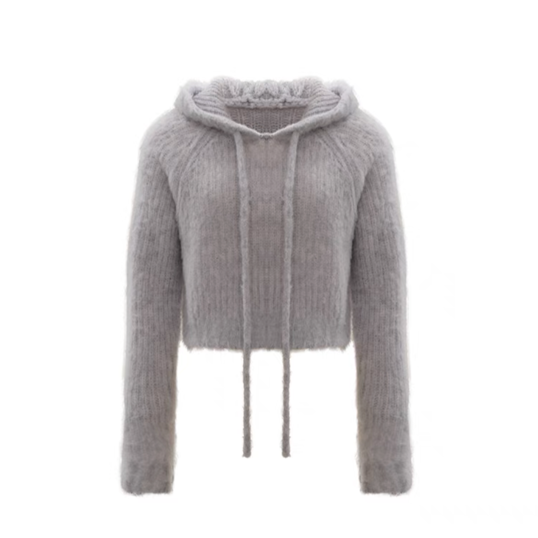 Concise-White Brushed Pullover Wool Hoodie Grey