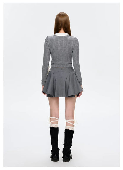 13DE MARZO Asymmetrical Pleated Cake Skort Grey