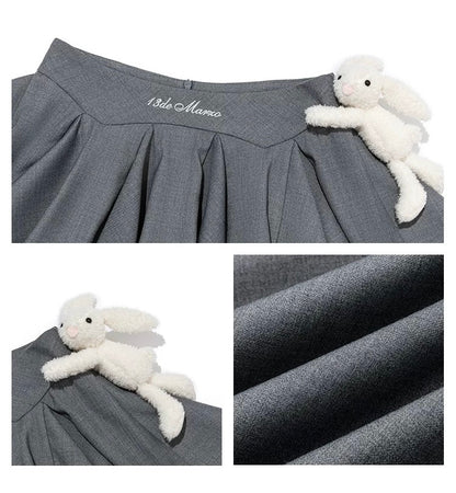 13DE MARZO Asymmetrical Pleated Cake Skort Grey