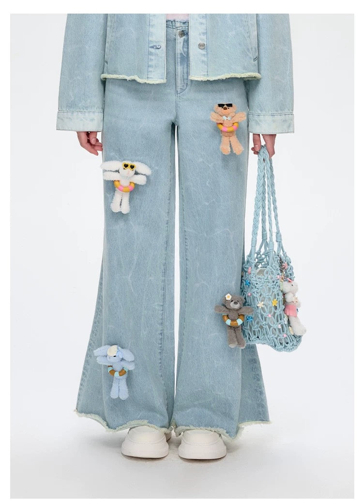 13DE MARZO Island Style Shells Knitted Bag Blue