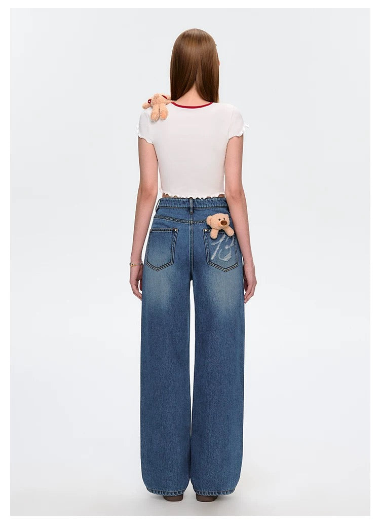 13DE MARZO Ribbon Collar Cropped Top