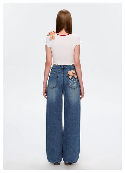 13DE MARZO Ribbon Collar Cropped Top