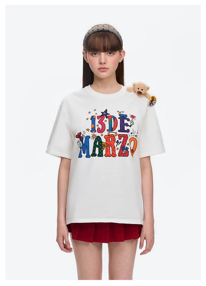 13DE MARZO DIY Colour-Fill T-Shirt White