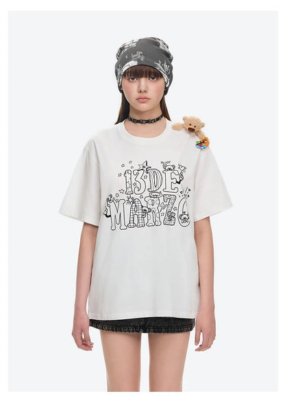 13DE MARZO DIY Colour-Fill T-Shirt White