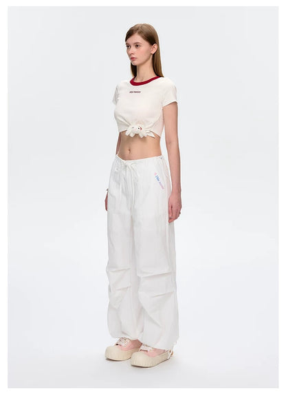 13DE MARZO Hawaii Bear Drawstring Pants White