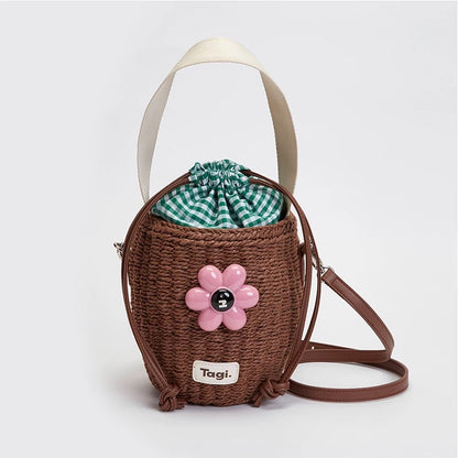 Tagi Blooming Woven Bucket Bag Hazelnuts