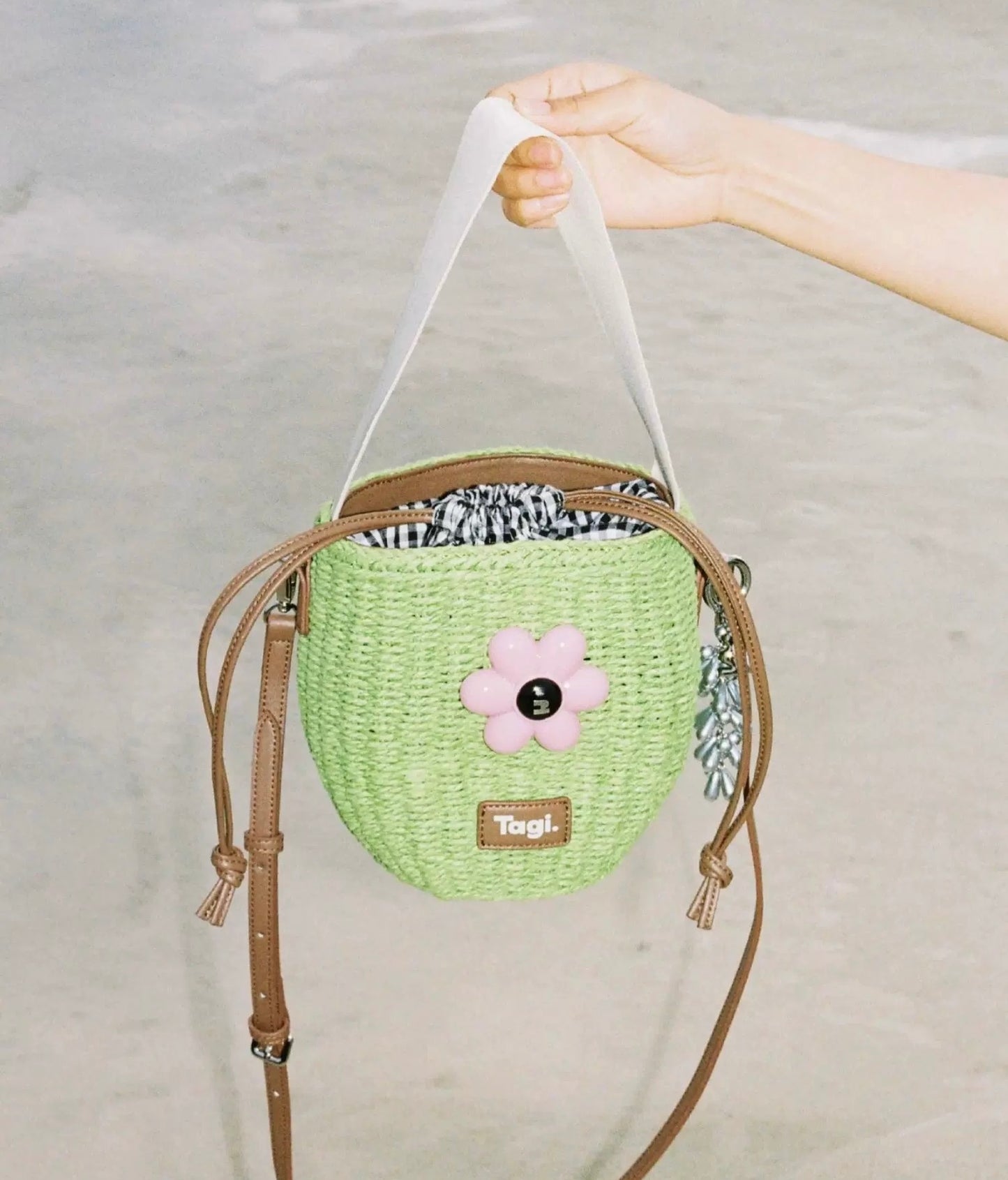 Tagi Blooming Woven Bucket Bag Forest