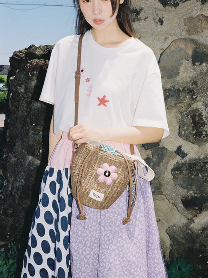 Tagi Blooming Woven Bucket Bag Hazelnuts