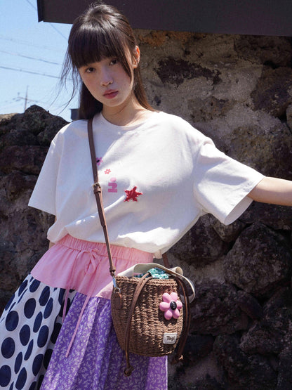 Tagi Blooming Woven Bucket Bag Hazelnuts