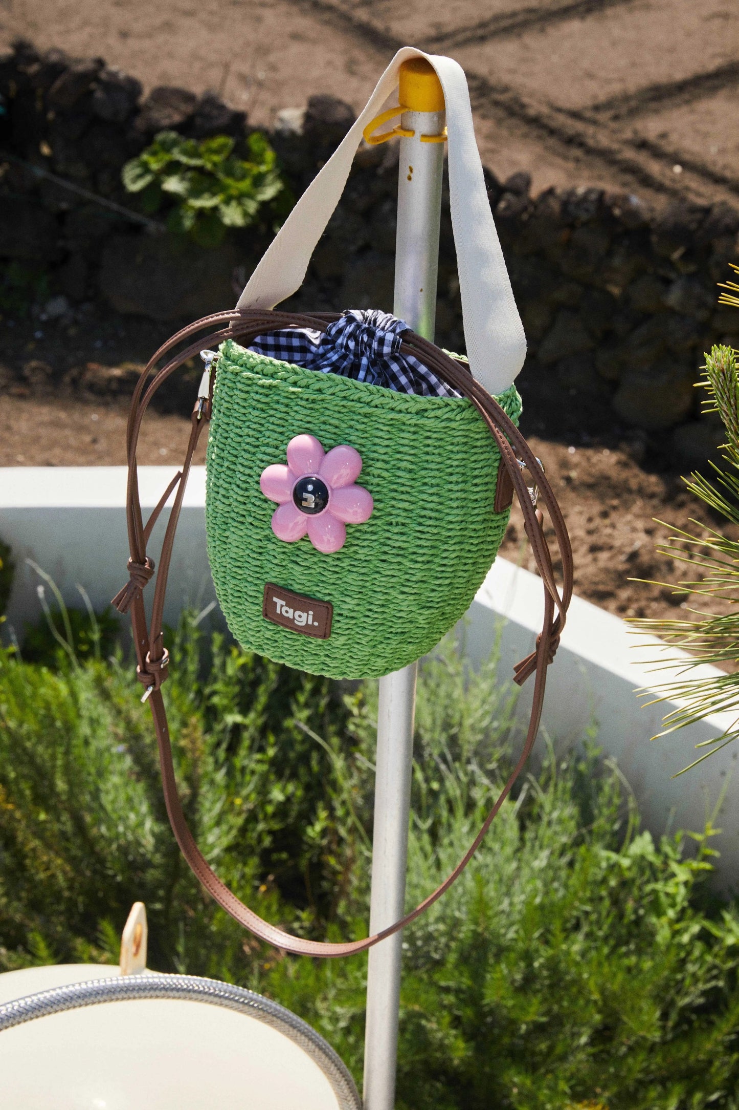 Tagi Blooming Woven Bucket Bag Forest