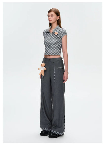 13DE MARZO Patchwork Suit Pants Grey