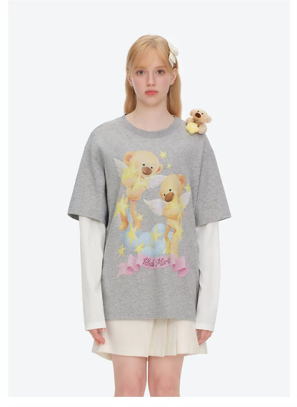 13DE MARZO Luminous Bear Sketch T-shirt Grey