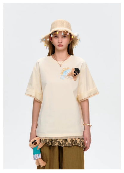 13DE MARZO Surfing Bear T-Shirt White