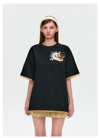 13DE MARZO Surfing Bear T-Shirt Black